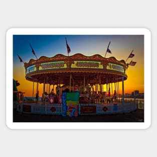 Carousel at Sunset on Brighton Pier Sticker